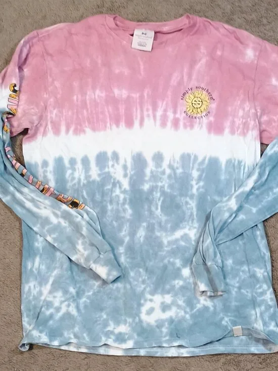 Simply Southern/Long Sleeve Shirt/Women Medium Tie Dye Carpe Diem Preppy Casual - Picture 8 of 8